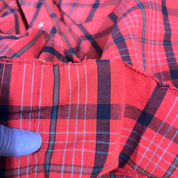 Wrangler Mens Western Pearl Snap Red Plaid Button Up Collared Shirt Size L - Picture 6 of 8